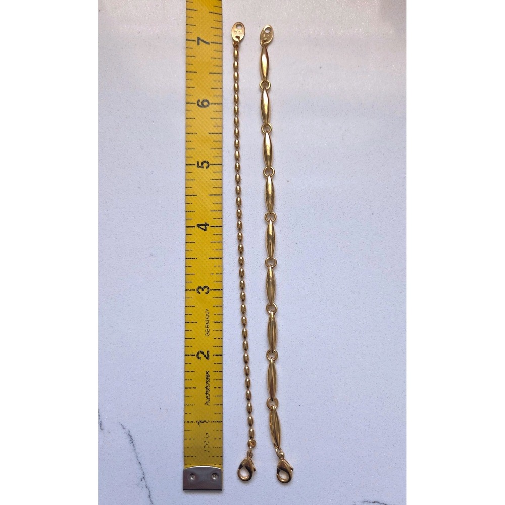VTG Avon 90s Gold Tone Bracelet Set Rice Bead and Marquise Link 7.25" Daily Wear - Picture 5 of 5